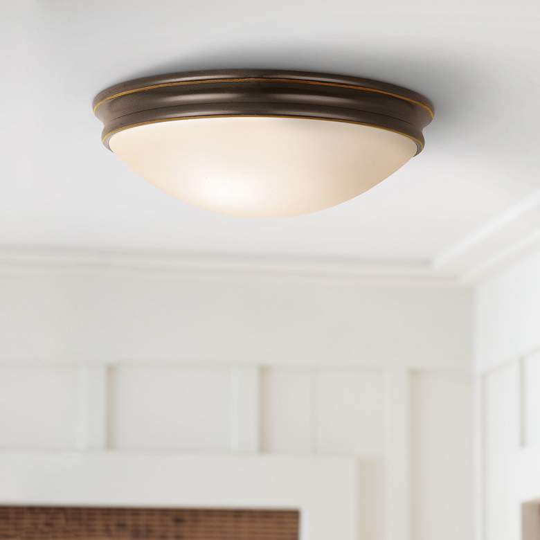 Image 1 Atom 12 1/2" Wide Oil-Rubbed Bronze Round Ceiling Light
