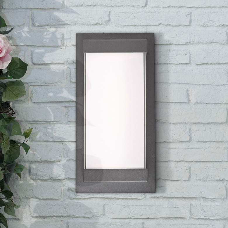 Image 1 Atom 12" High Coal Frosted Glass LED Outdoor Wall Light