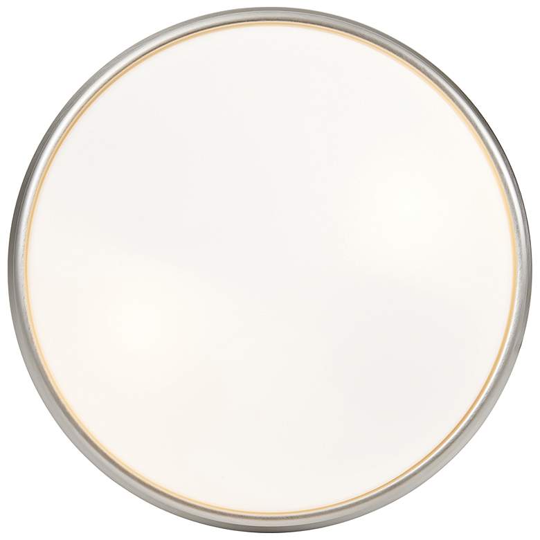 Image 3 Atom 14" Wide 3-Light Brushed Steel Flush Mount w/ Opal Glass Shade more views