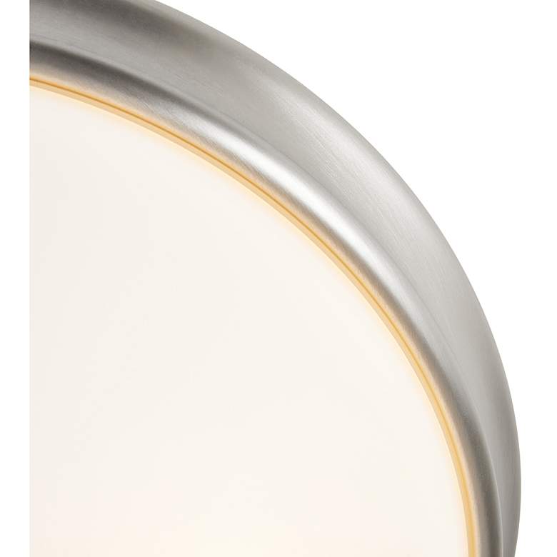 Image 5 Atom 14" Wide 3-Light Brushed Steel Flush Mount w/ Opal Glass Shade more views