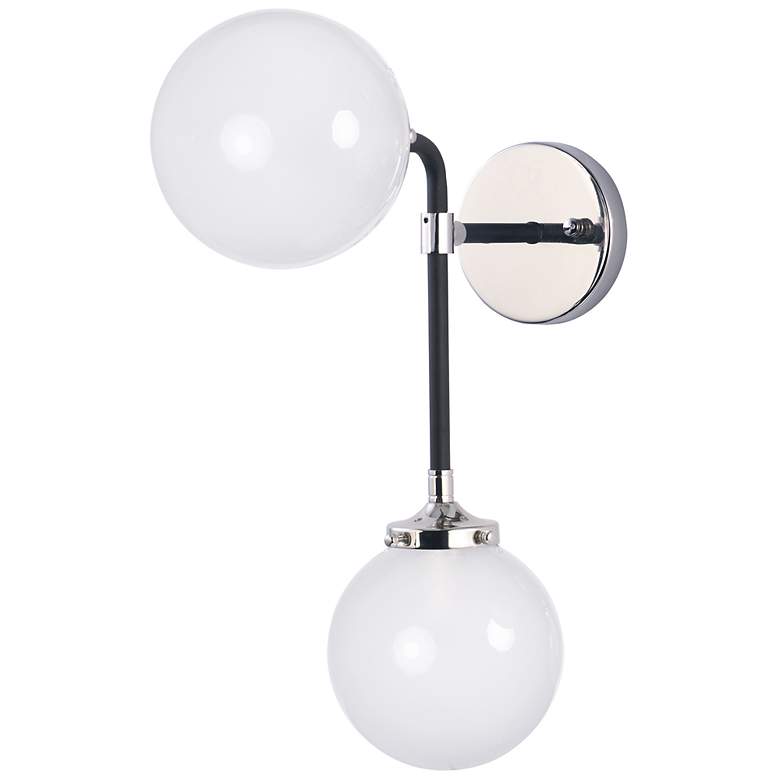 Image 1 Atom 2-Light 6" Wide Black/Polished Nickel Wall Sconce