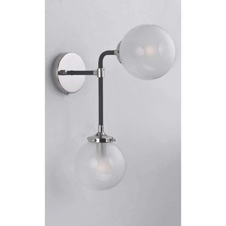 Image 3 Atom 2-Light 6" Wide Black/Polished Nickel Wall Sconce more views