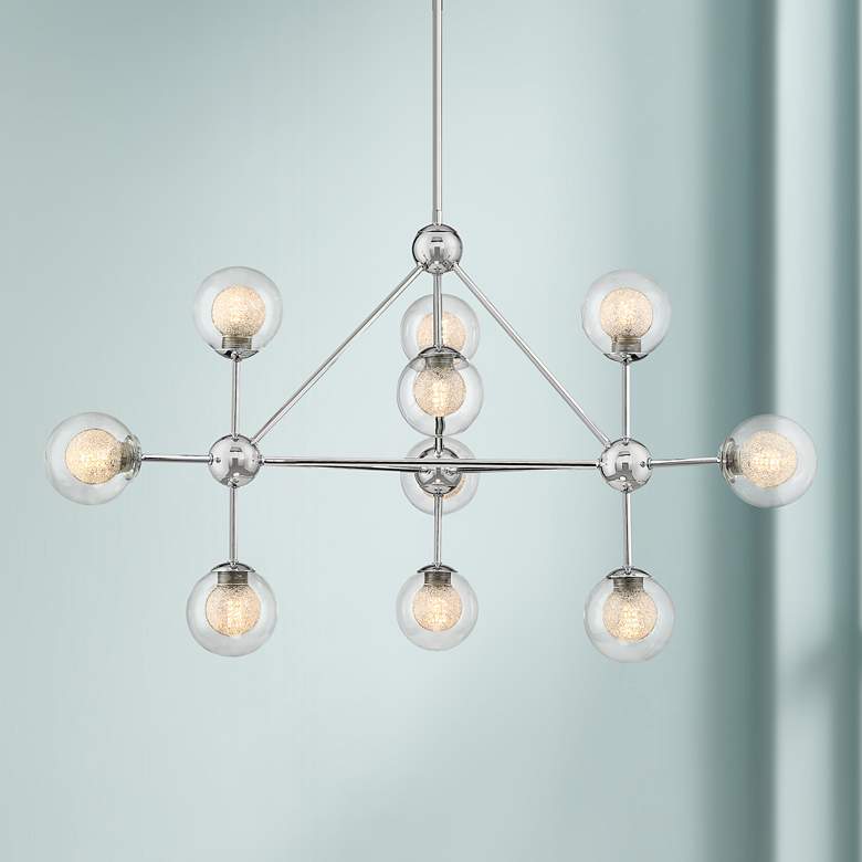 Image 1 Atom 32" Wide Chrome 10-Light LED Sputnik Pendant