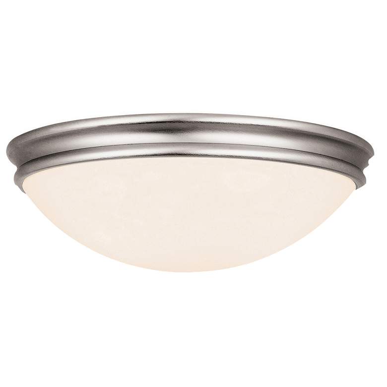 Image 1 Atom - (l) Dimmable LED -Flush Mount - Brushed Steel - Opal