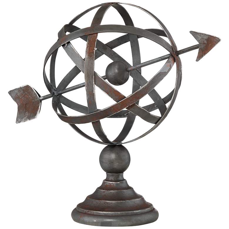 Image 1 Atom with Arrow 12 1/4 inch High Armillary Sphere Sculpture