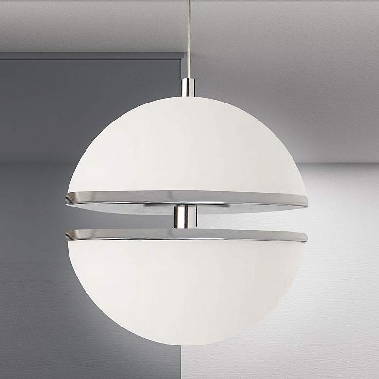 Image 1 Atomic 12" Wide Polished Chrome LED Globe Mini Pendant