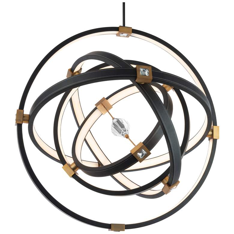 Image 3 Atomic 36 1/2" Wide Black and Aged Brass LED Pendant Light