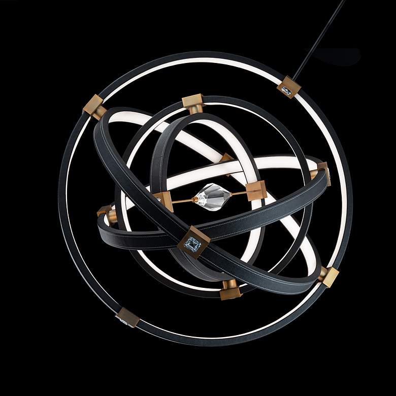 Image 5 Atomic 36 1/2" Wide Black and Aged Brass LED Pendant Light more views