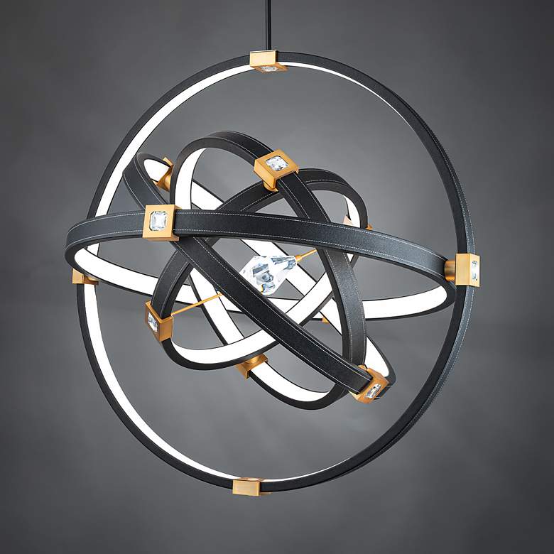 Image 6 Atomic 36 1/2" Wide Black and Aged Brass LED Pendant Light more views