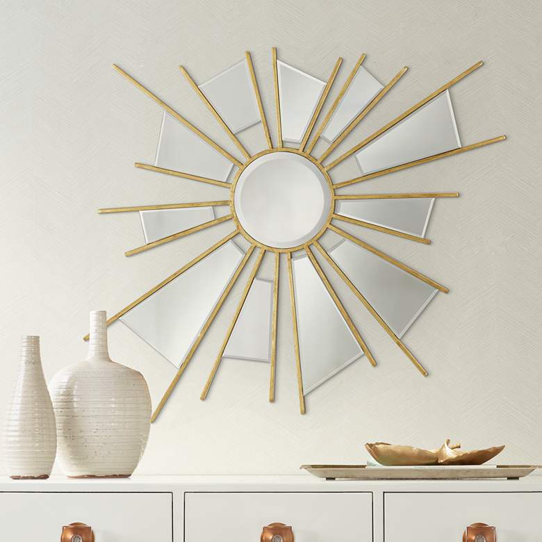 Image 1 Atomica Gold 33 1/2 inch x 32 1/2 inch Sunburst Wall Mirror