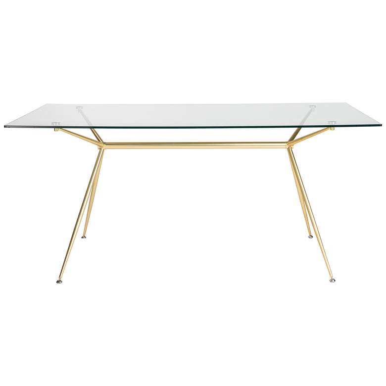 Image 1 Atos 66 inch Wide Brushed Gold Rectangular Dining Table