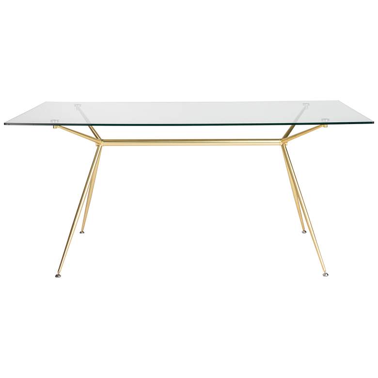 Image 1 Atos 66" Wide Brushed Gold Rectangular Dining Table