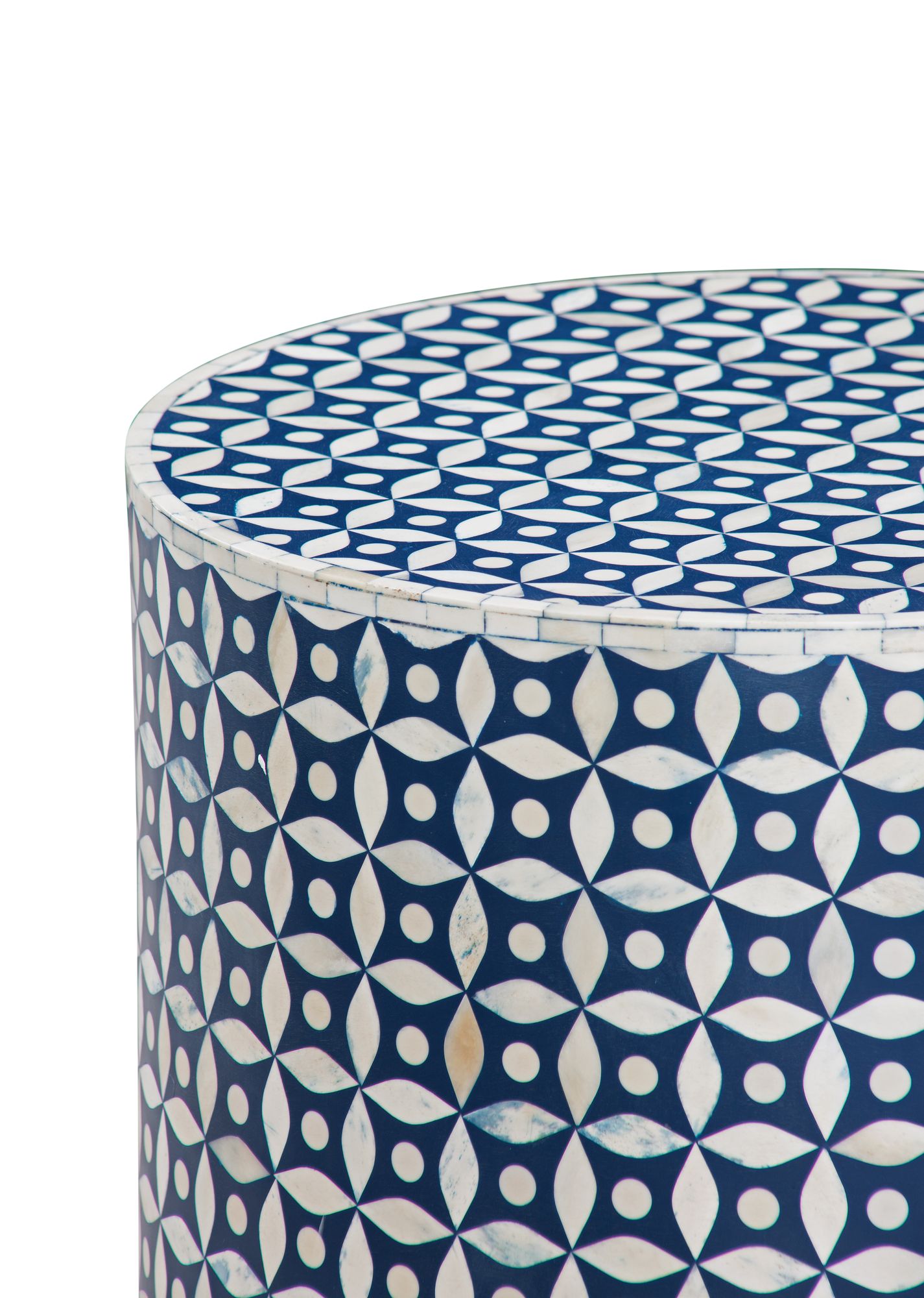 Image 2 Attic 16" Wide White and Blue Round Accent Table more views