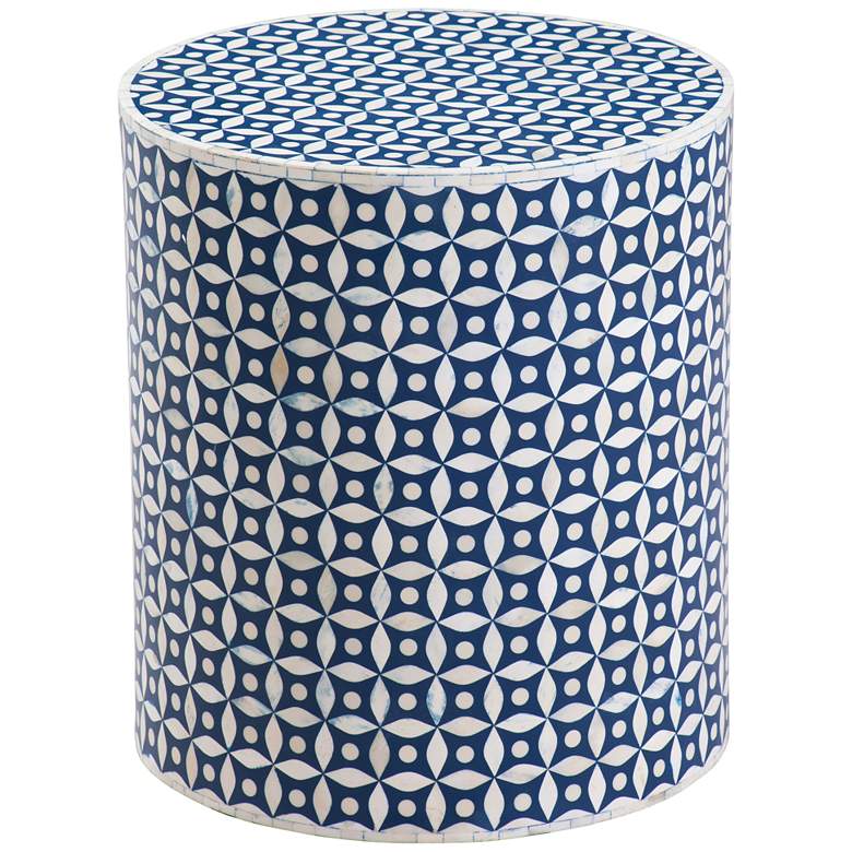 Image 1 Attic 18 inch Natural Bone and Blue Accent Table