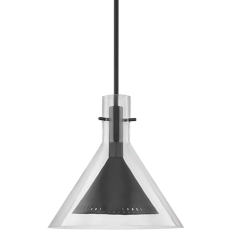 Image 1 Atticus 14 inch Wide Satin Black Metal Pendant Light