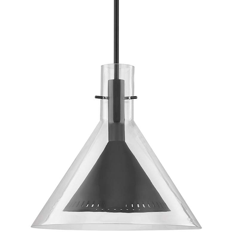 Image 1 Atticus 20 inch Wide Satin Black Metal Pendant Light