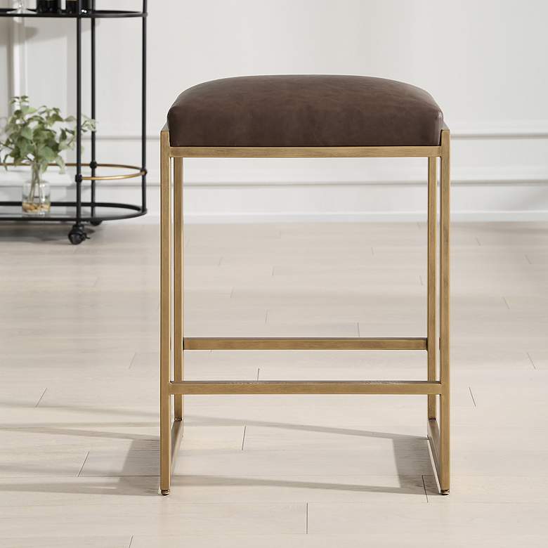 Image 1 Atticus 25 3/4" High Brown and Gold Counter Stool
