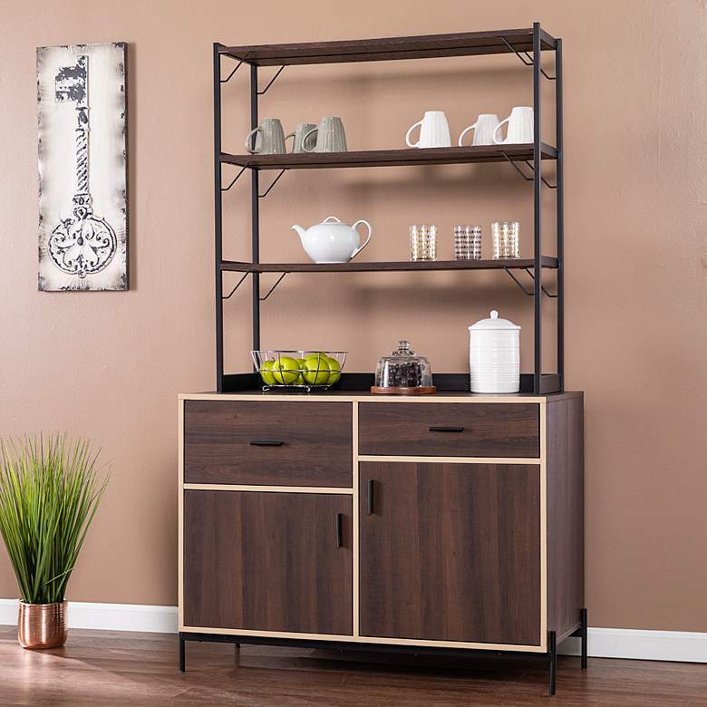Image 1 Attingham 43" Wide Brown 2-Drawer Kitchen Storage Shelf