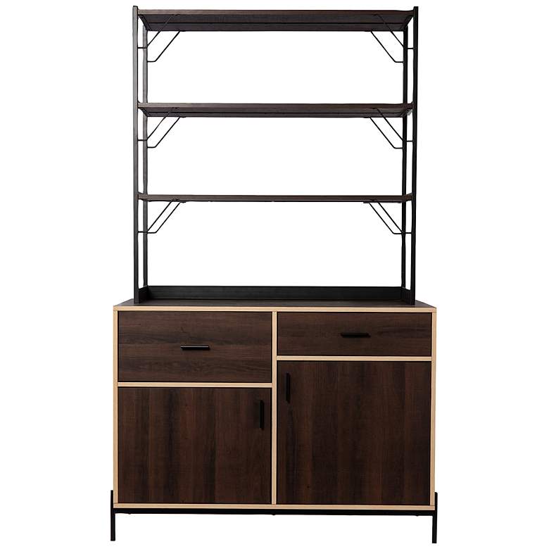 Image 5 Attingham 43" Wide Brown 2-Drawer Kitchen Storage Shelf more views