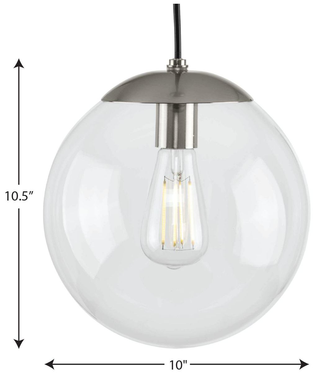 Image 4 Atwell Collection 10-inch Clear Glass Globe Medium Hanging Pendant Light more views
