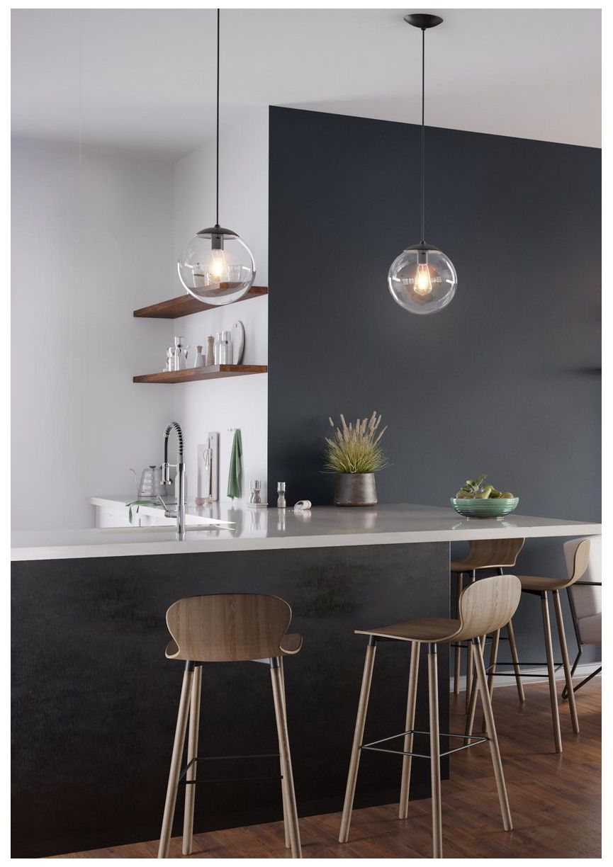 Image 3 Atwell Collection 10-inch Clear Glass Globe Medium Hanging Pendant Light more views