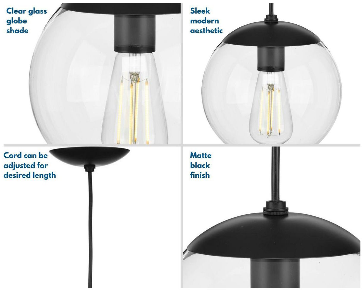 Atwell Collection 10-inch Clear Glass Globe Medium Hanging Pendant Light