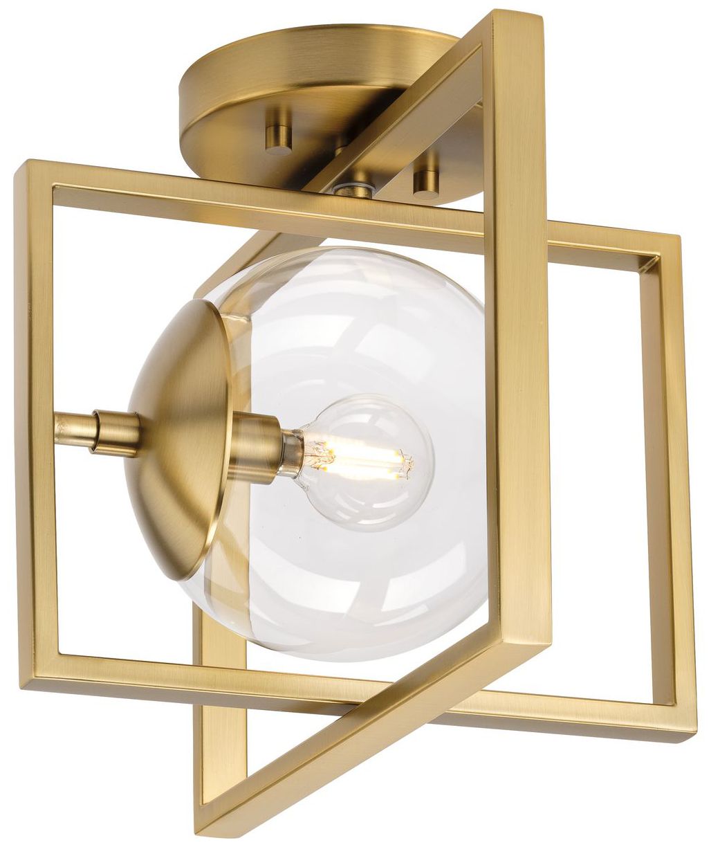 Atwell Collection 10" One-Light Clear Glass Semi-Flush Mount Light