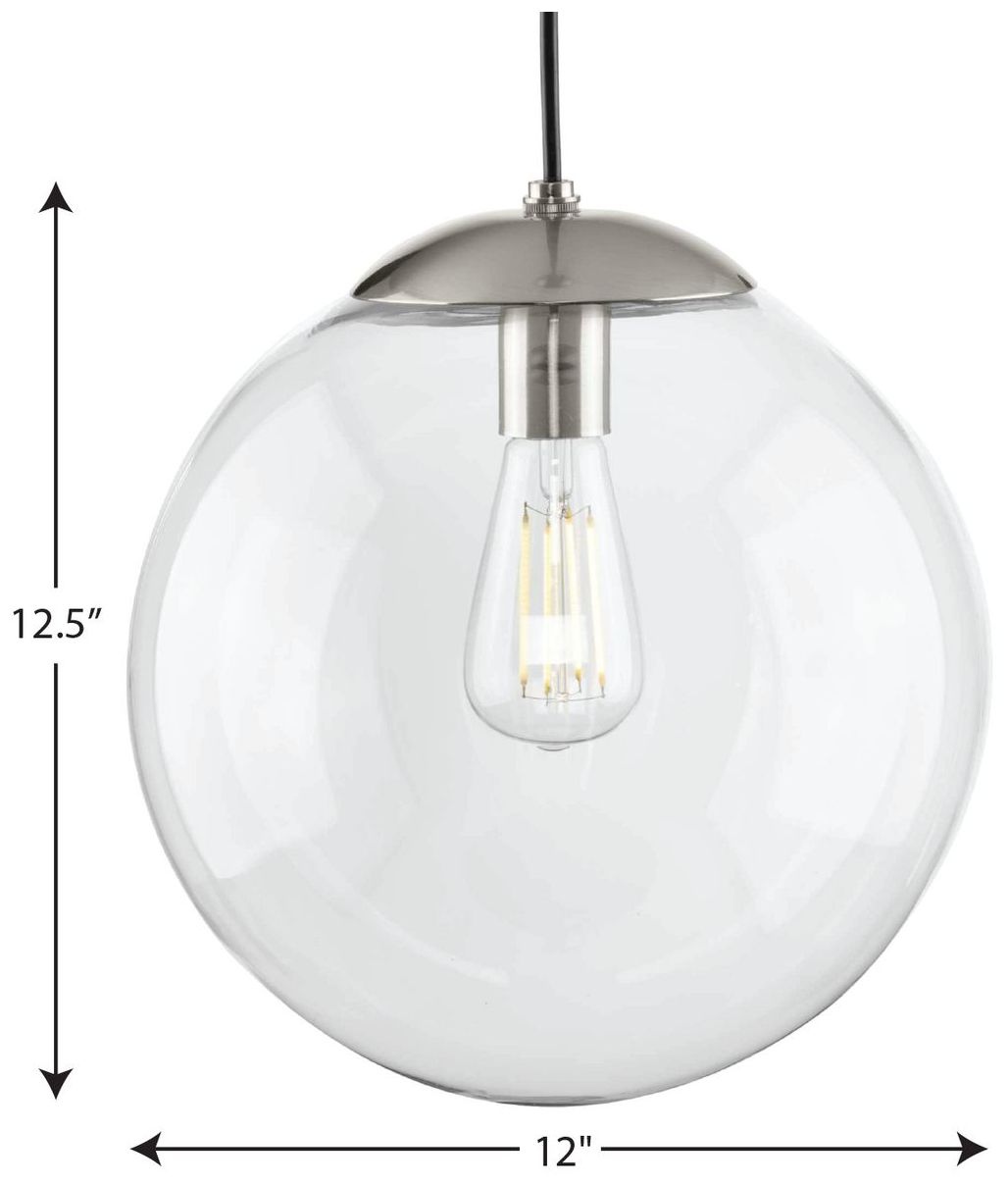 Image 4 Atwell Collection 12-inch Clear Glass Globe Large Hanging Pendant Light more views