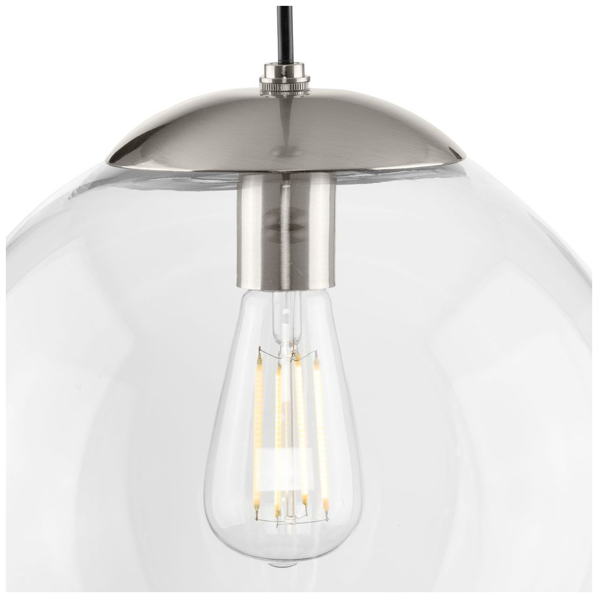 Image 6 Atwell Collection 12-inch Clear Glass Globe Large Hanging Pendant Light more views