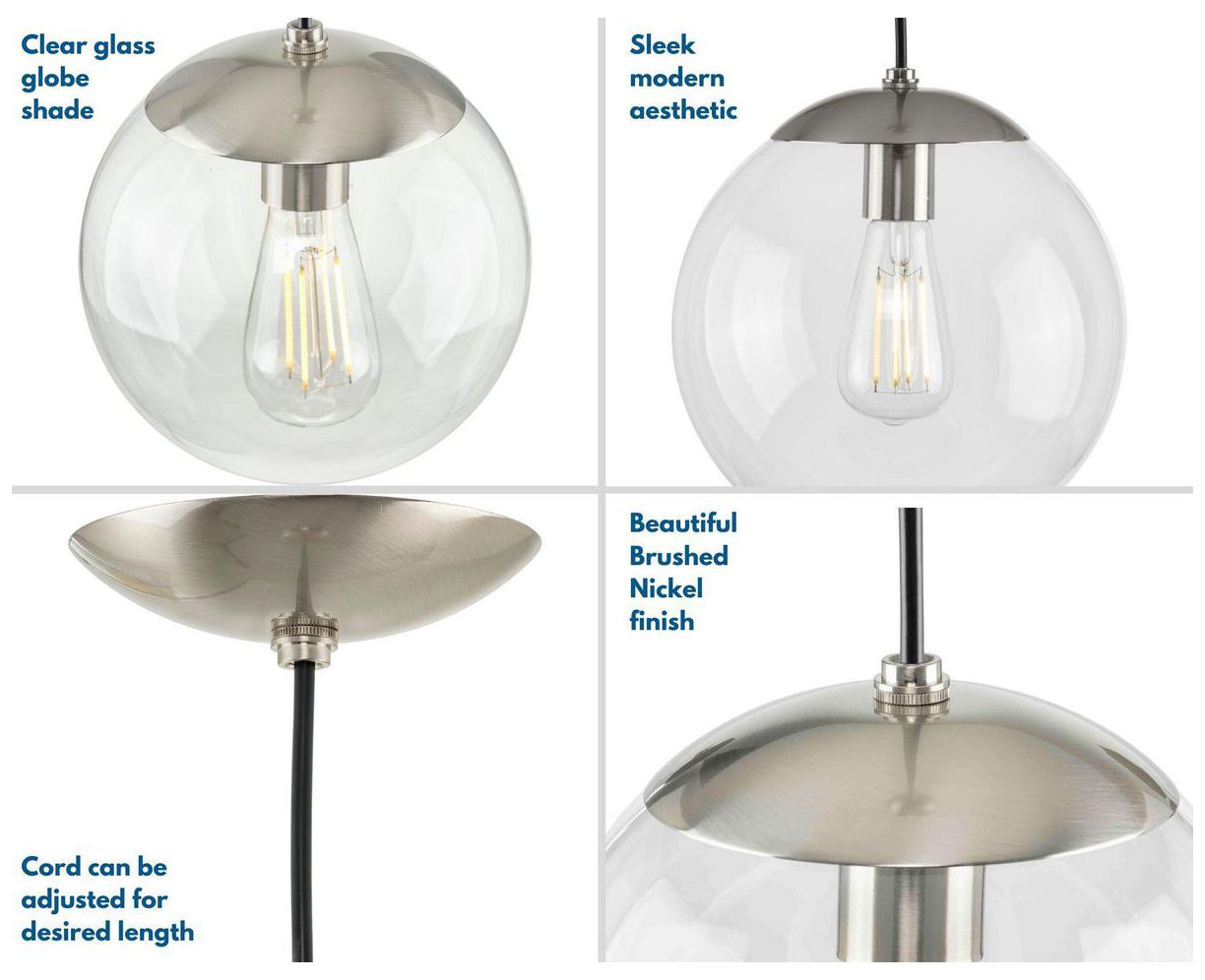Atwell Collection 12-inch Clear Glass Globe Large Hanging Pendant Light