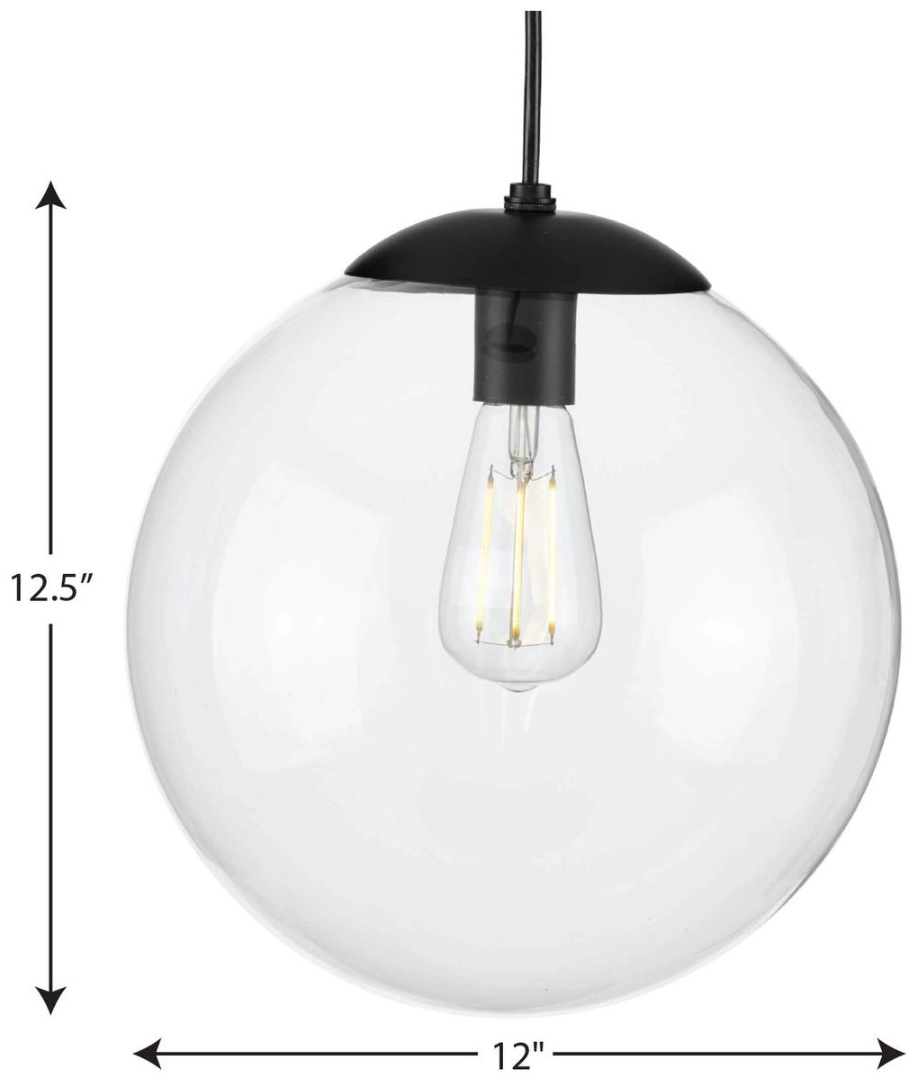 Image 4 Atwell Collection 12-inch Clear Glass Globe Large Hanging Pendant Light more views