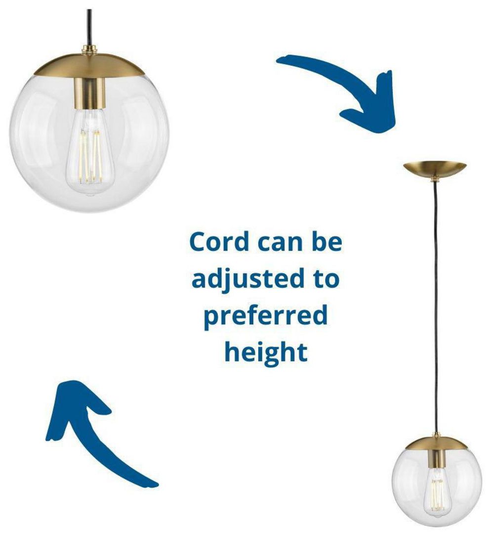 Atwell Collection 8-inch Clear Glass Globe Small Hanging Pendant Light