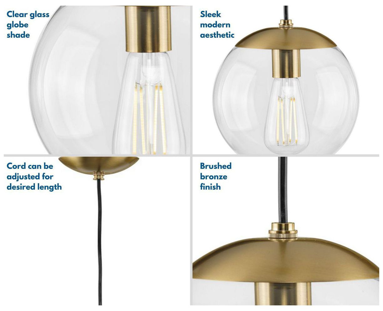 Atwell Collection 8-inch Clear Glass Globe Small Hanging Pendant Light