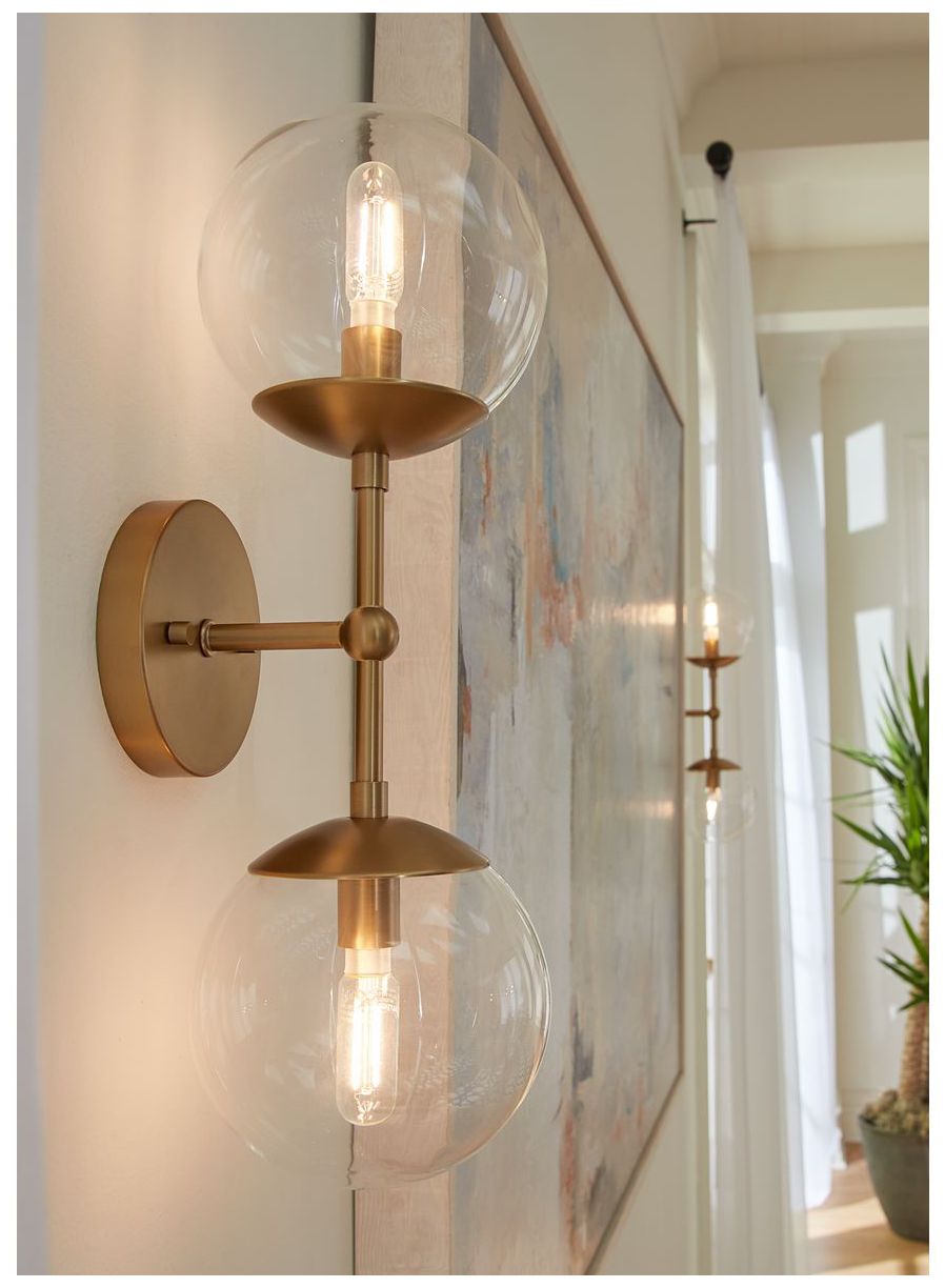 Thumbnail3 of Atwell Collection Two-Light Mid-Century Modern Wall Sconce more views