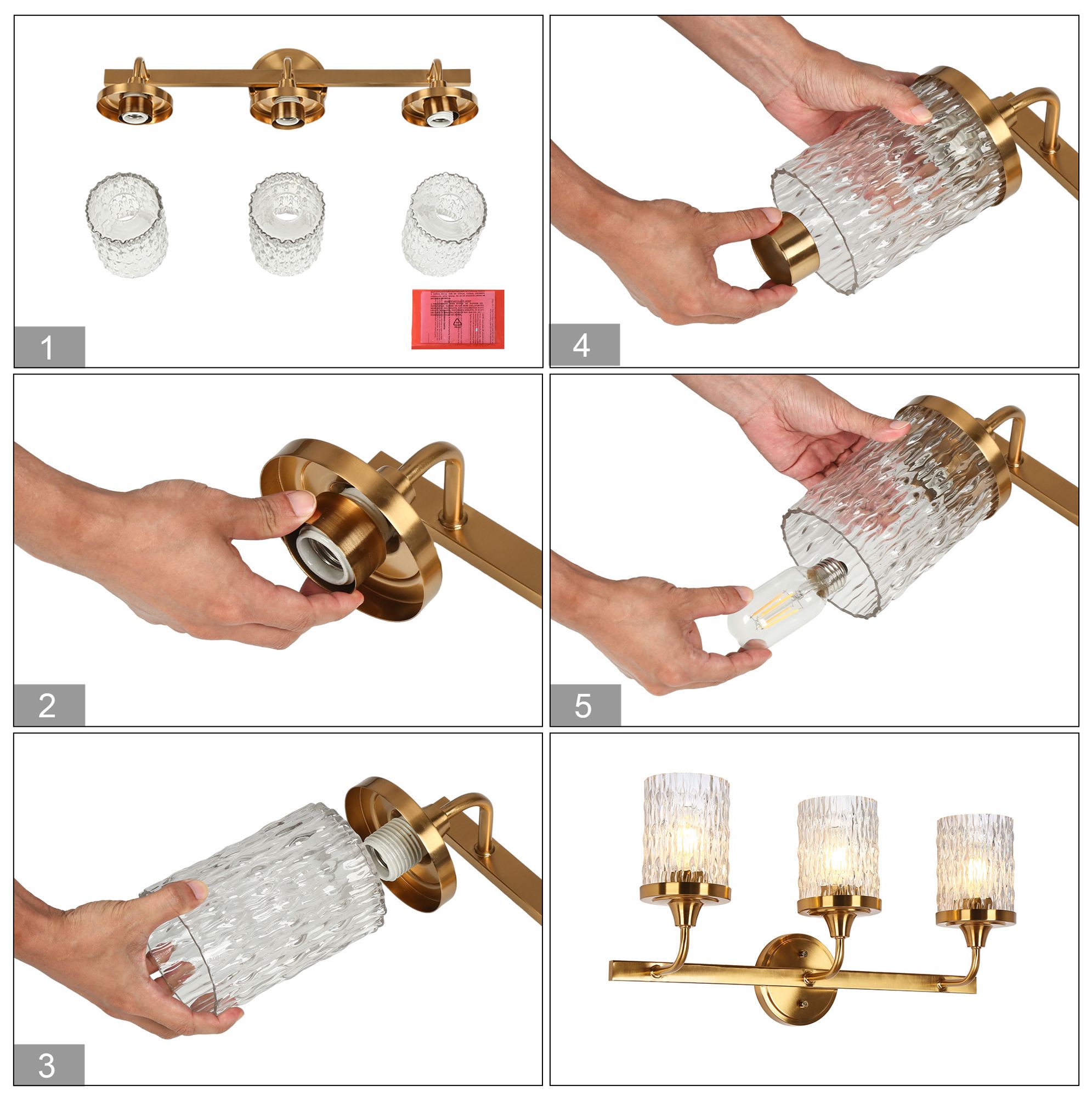 Atymonify 3-Light Glass Bath Vanity Light - Made to Order