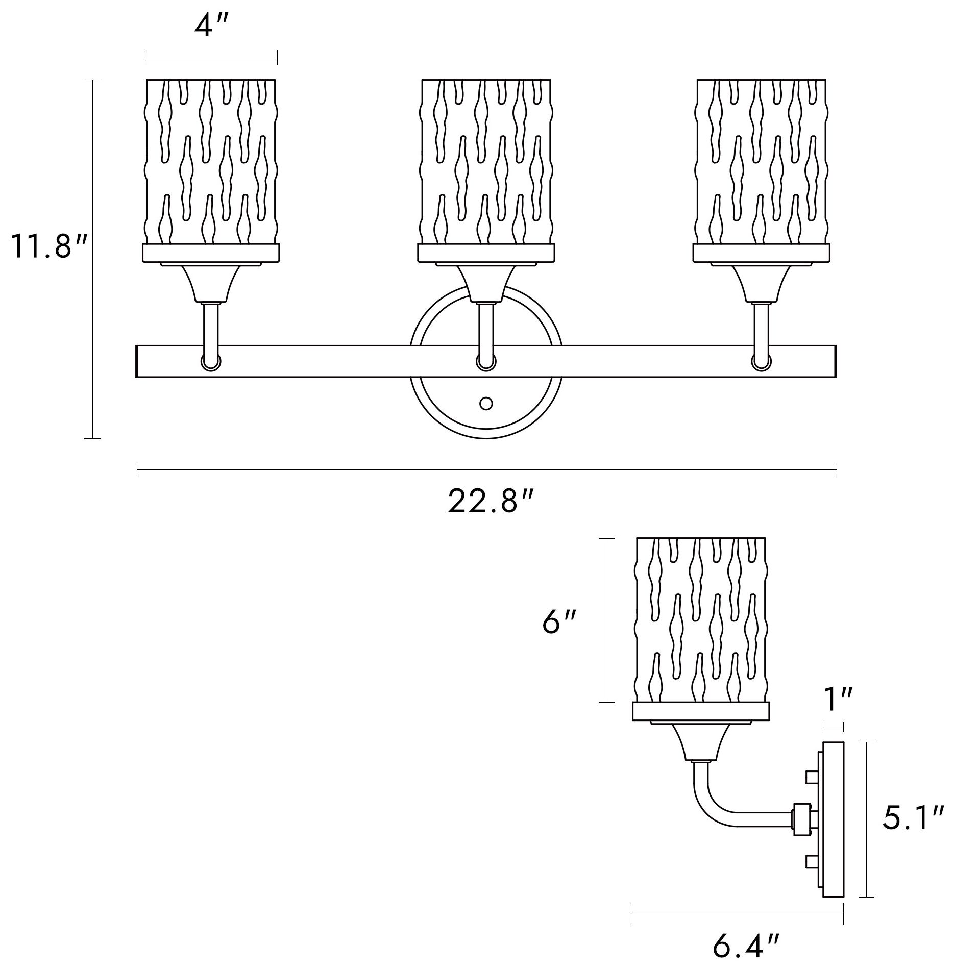 Image 2 Atymonify 3-Light Glass Bath Vanity Light more views