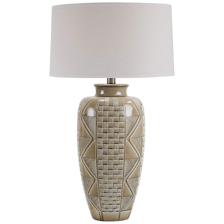 Image 1 Atzi Brown Hydrocal Vase Table Lamp