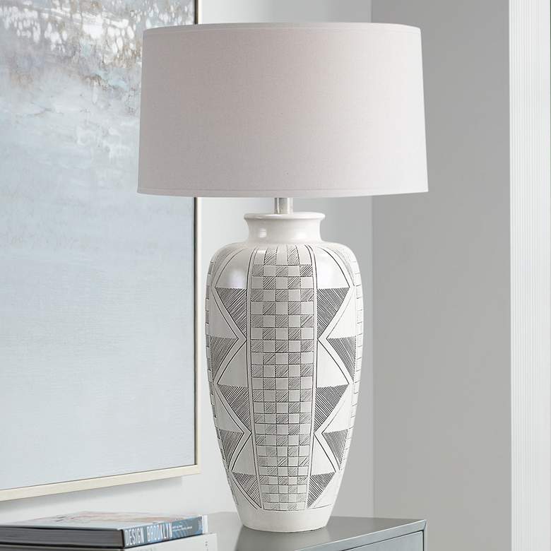 Image 1 Atzi Ivory Hydrocal Vase Table Lamp