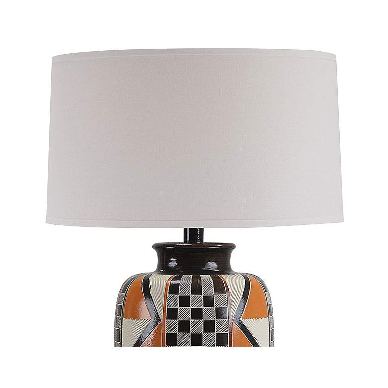 Image 3 Atzi Orange Dark Brown Multi Hydrocal Vase Table Lamp more views