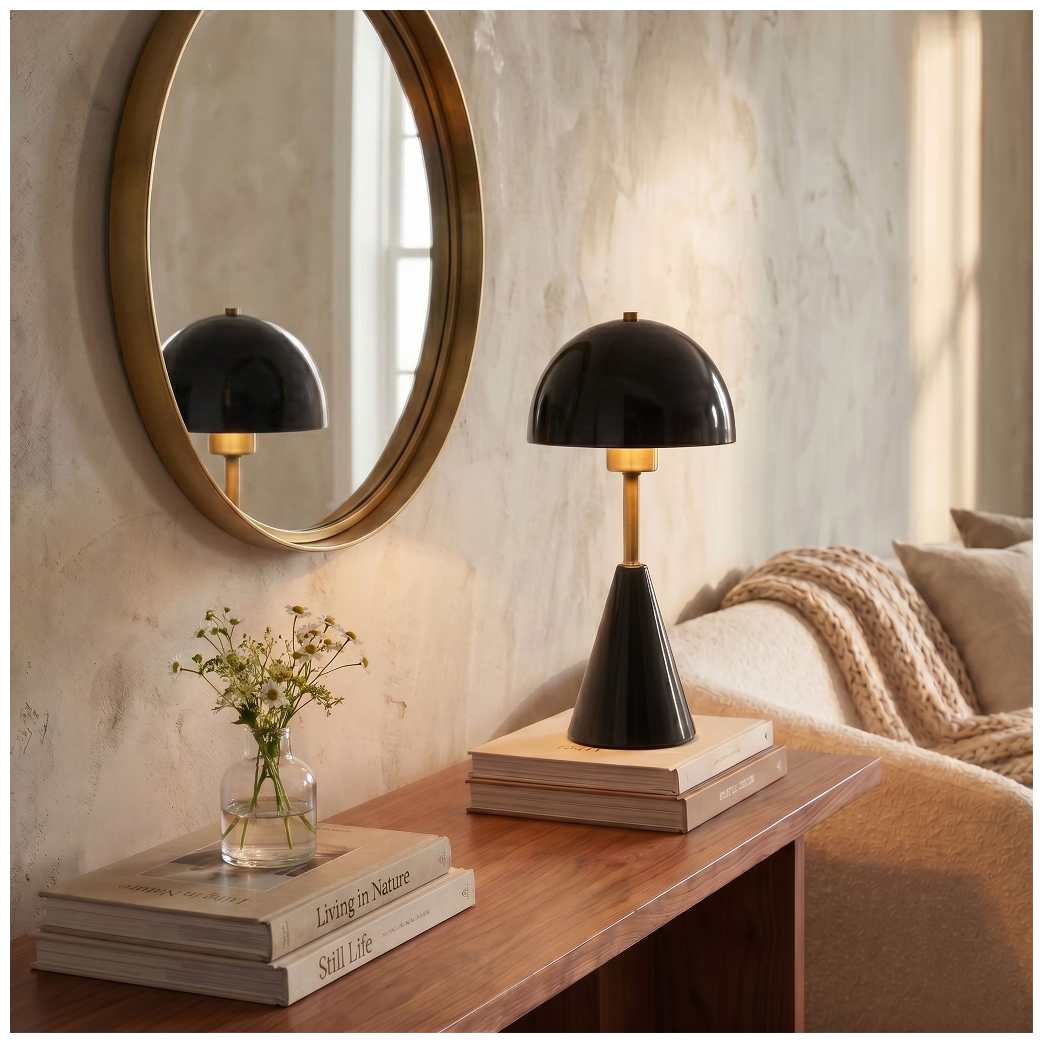 Image 2 Aubergine 14" Conical Stoneware Table Lamp with Stoneware Dome Shade more views