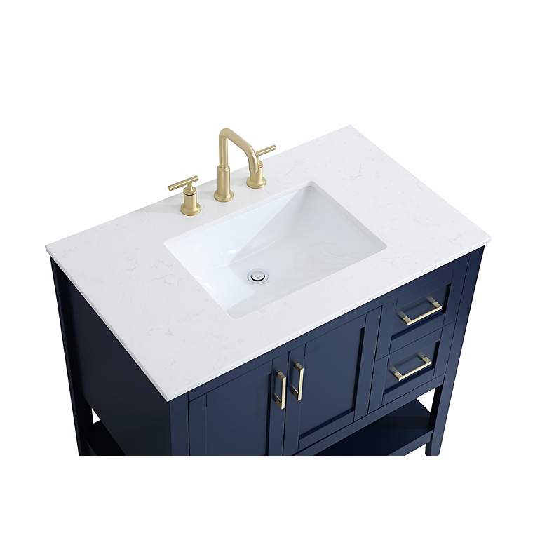 Image 5 Aubrey 36" Wide Blue 3-Door Single Sink Bathroom Vanity more views