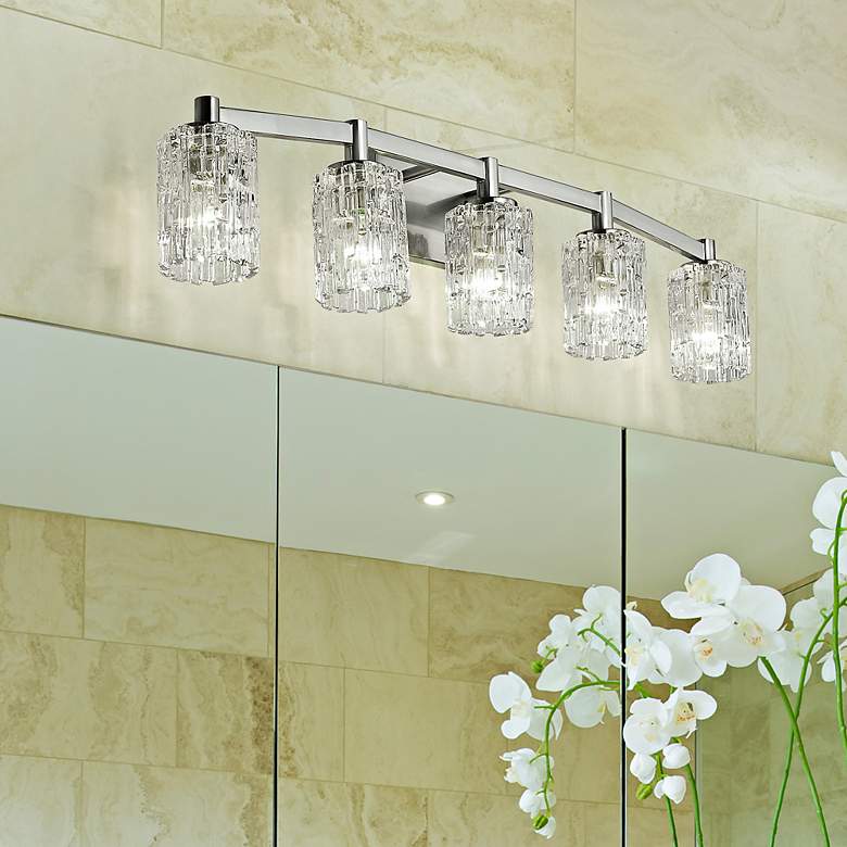 Image 2 Aubrey 40 3/4" Wide Brushed Nickel 5-Light Bath Light