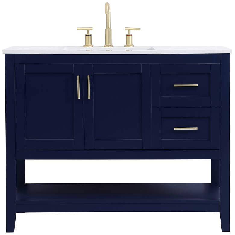 Image 1 Aubrey 42" Wide Blue 3-Door Single Sink Vanity