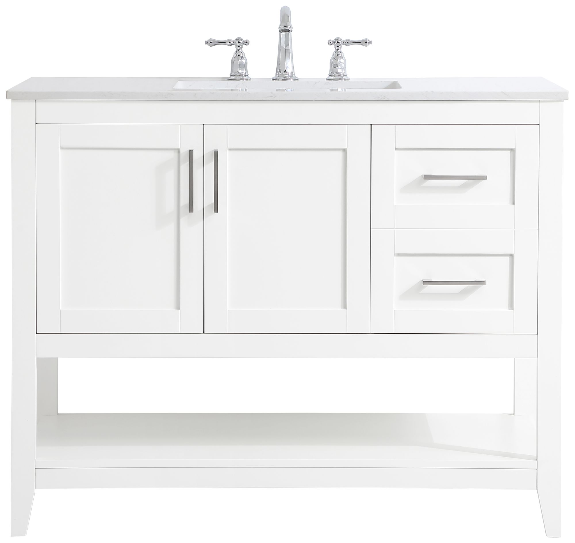 Image 2 Aubrey 42" Wide White 3-Door Single Sink Bathroom Vanity