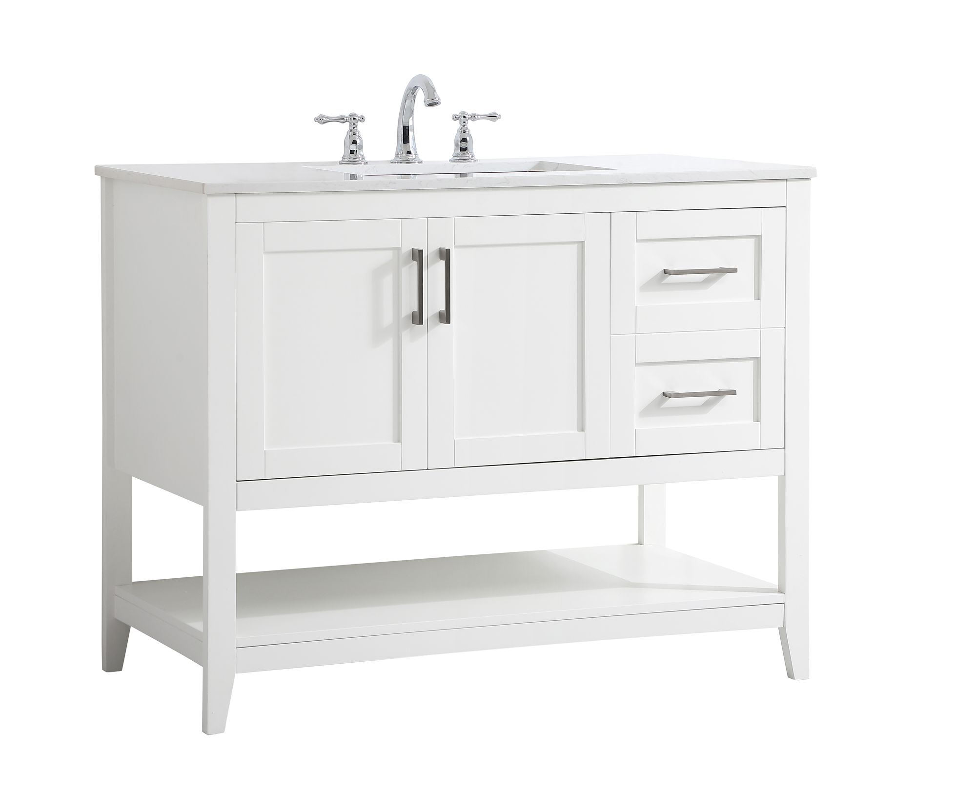 Image 3 Aubrey 42" Wide White 3-Door Single Sink Bathroom Vanity more views