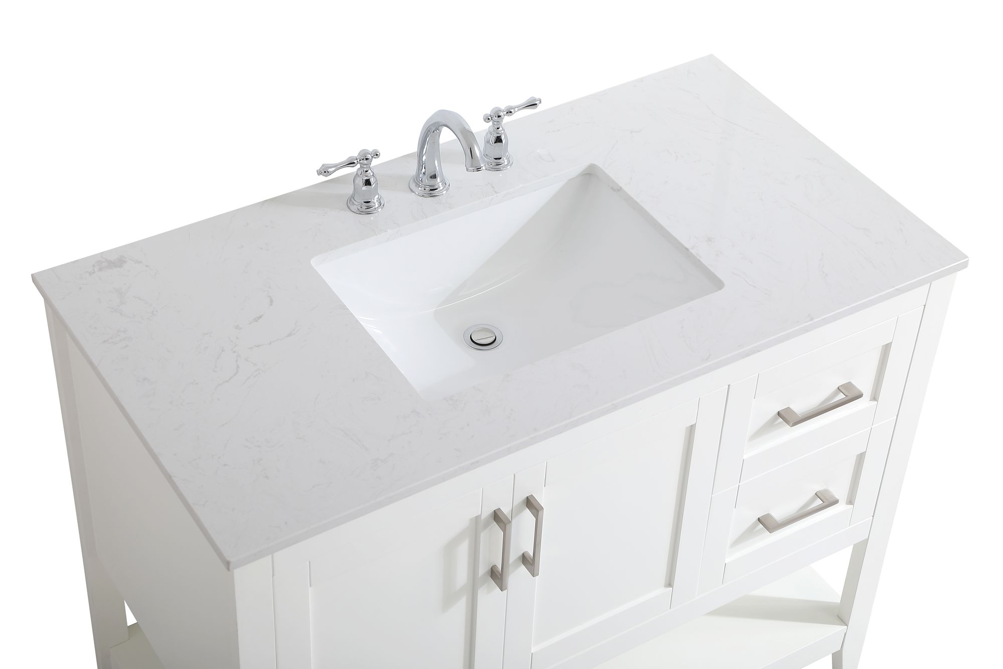Image 4 Aubrey 42" Wide White 3-Door Single Sink Bathroom Vanity more views