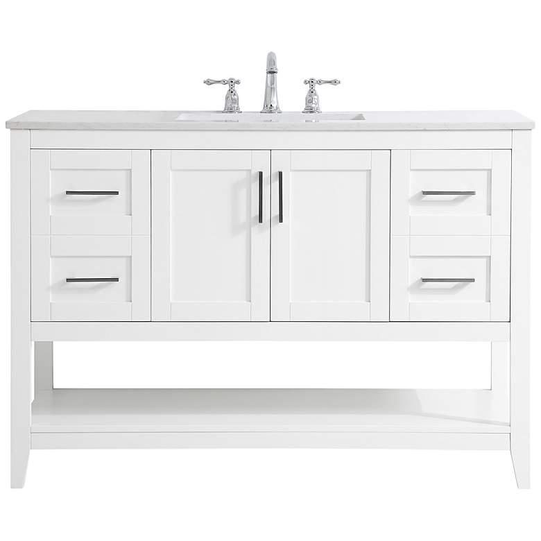 Image 2 Aubrey 48" Wide White 4-Door Single Sink Bathroom Vanity