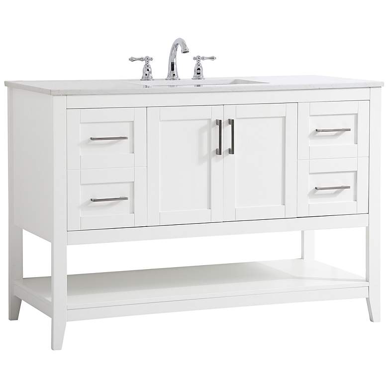 Image 7 Aubrey 48" Wide White 4-Door Single Sink Bathroom Vanity more views