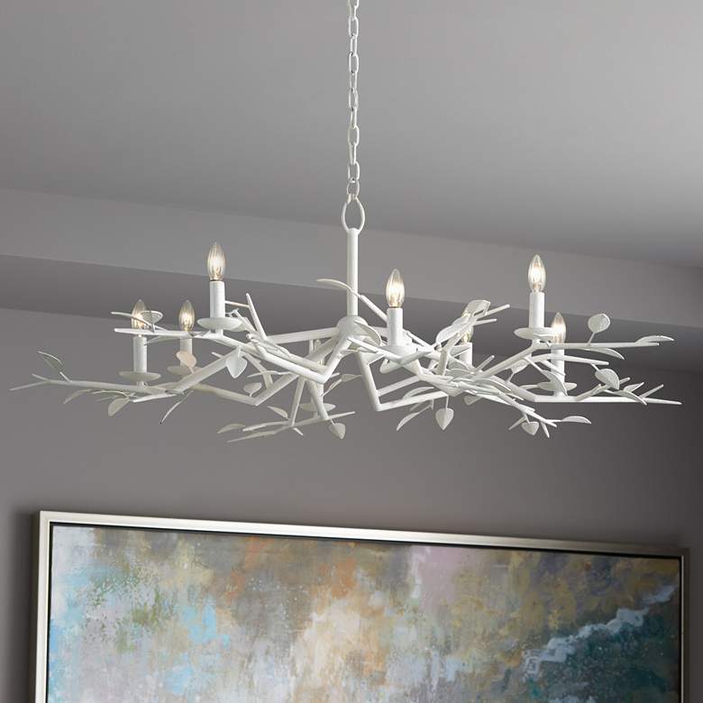Image 1 Aubrey 49 3/4" Wide Gesso White 8-Light Chandelier
