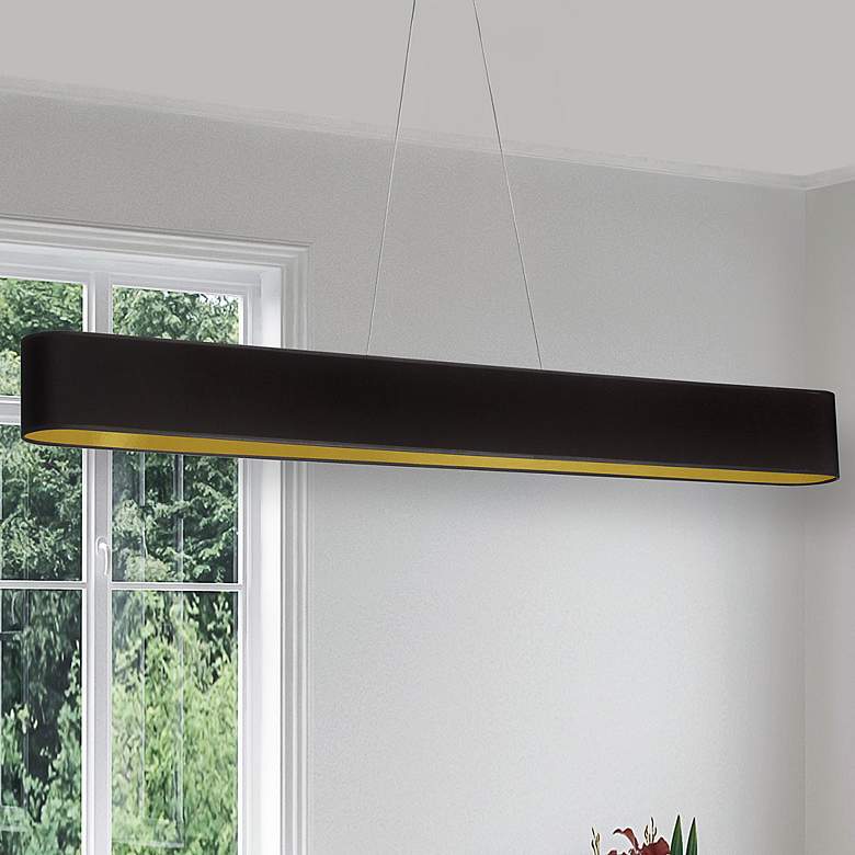 Image 3 Aubrey 51" Wide Matte Black Gold LED Pendant Light more views